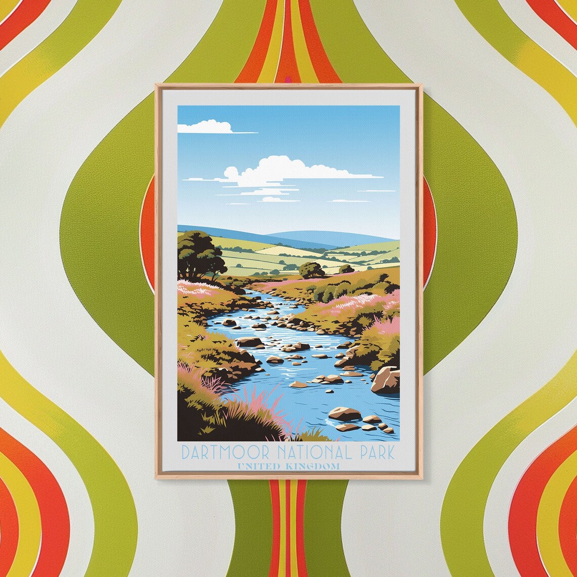 Dartmoor National Park England Moorland Stream Heather Hills Travel Poster - Image 3