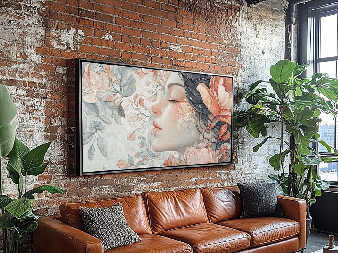 Dreamy Floral Goddess Profile Watercolor Feminine Bedroom Art Poster