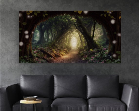Enchanted Fairy Forest Path Art Print, Fantasy