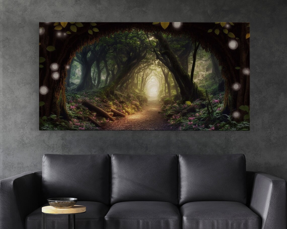 Enchanted Fairy Forest Path Art Print, Fantasy