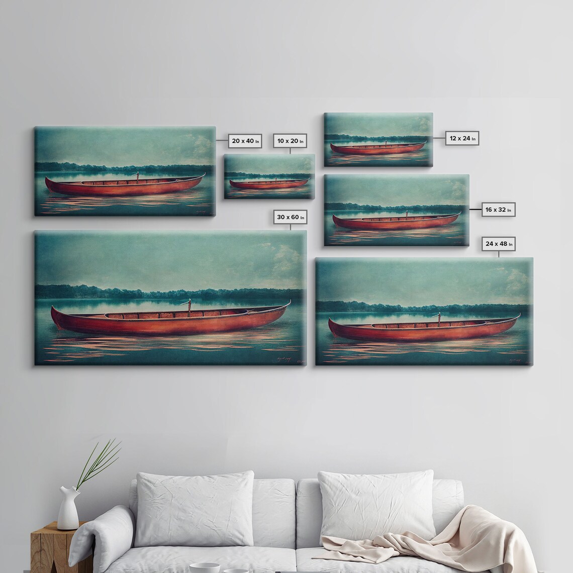 Canoe Lakehouse Art Print, Man Cave Wall Art - Image 2