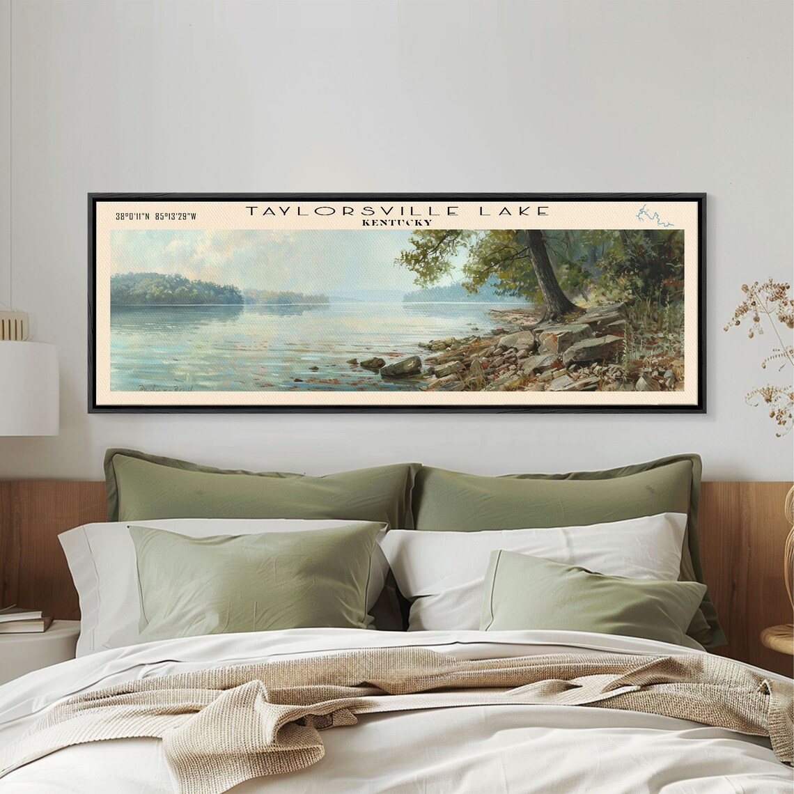 Taylorsville Lake Kentucky Leaning Tree Rocky Shore Calm Travel Poster - Image 4