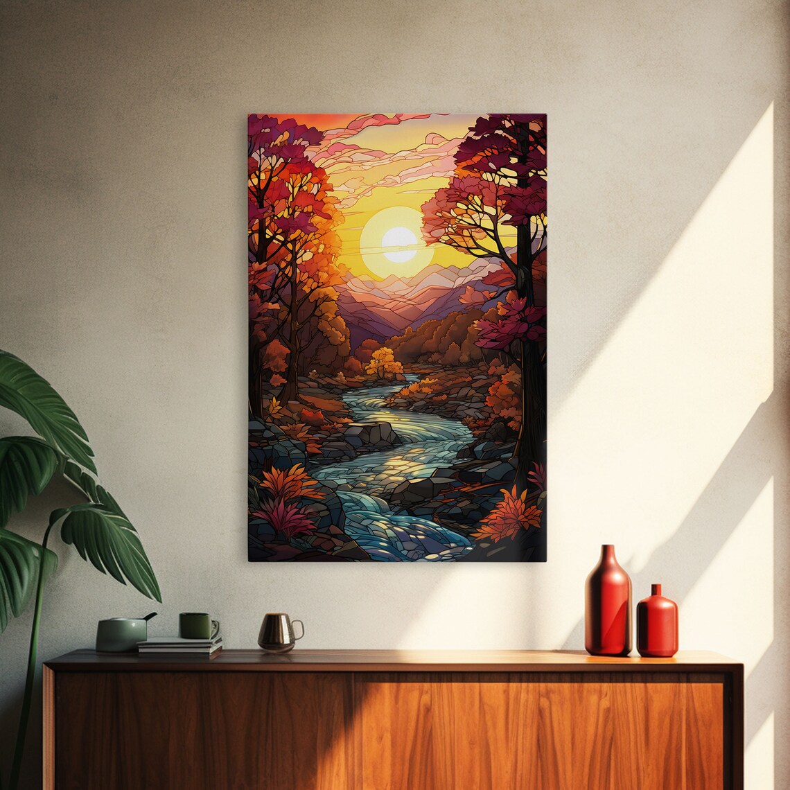 Fall Mosaic Stained Glass Style Autumn Art Print - Image 4