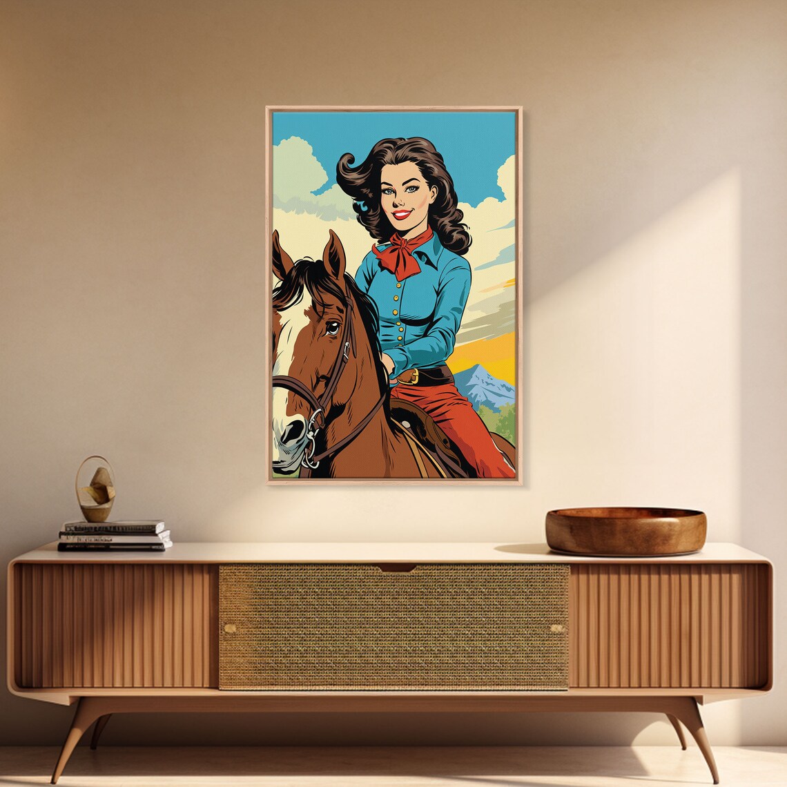 Cowgirl Oil Painting Print, Vintage Western Art - Image 3