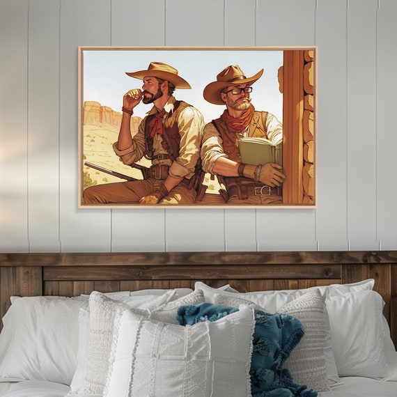 Wild West Cowboy Painting Western Decor Southwestern Wall Art Modern Design Painting Southern Home Art Ranch Wall Art