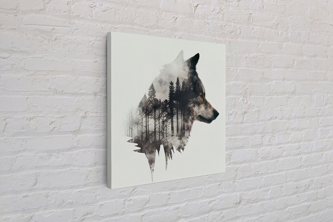 Timber Wolf And Forest Double Exposure Art Print - Image 4