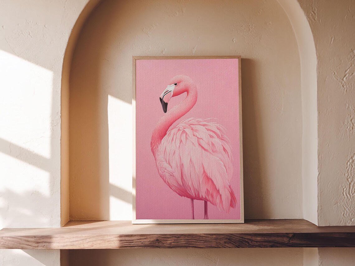 Pink Flamingo Painting Art Print, Preppy Decor - Image 4