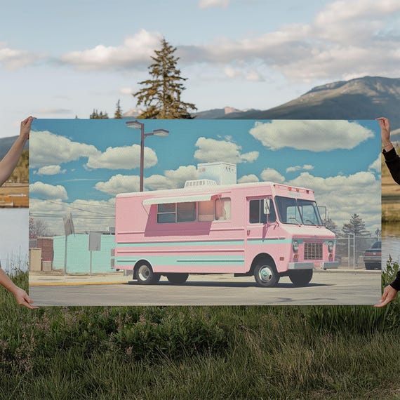 Retro Vaporwave Ice Cream Truck Framed Print Vintage Style Decor Photography Print Fine Art Print Eclectic Decor Minimalist Art