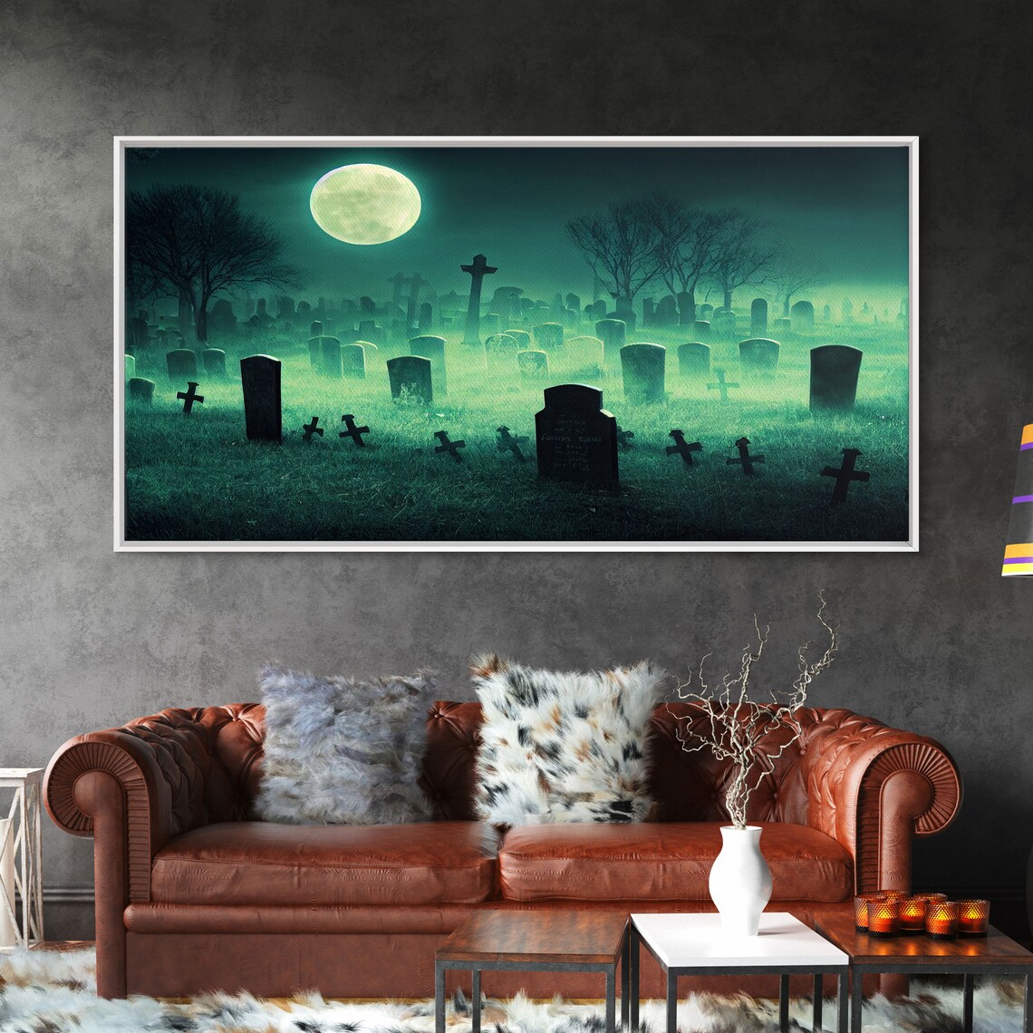 Halloween Cemetery At Night, Spooky Graveyard Poster - Image 6
