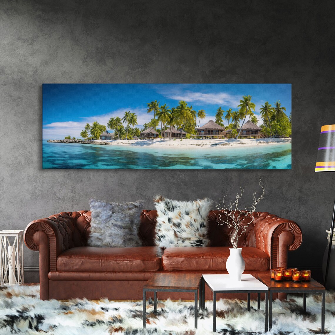 Tropical Island Paradise Palms Turquoise Lagoon Water Travel Poster