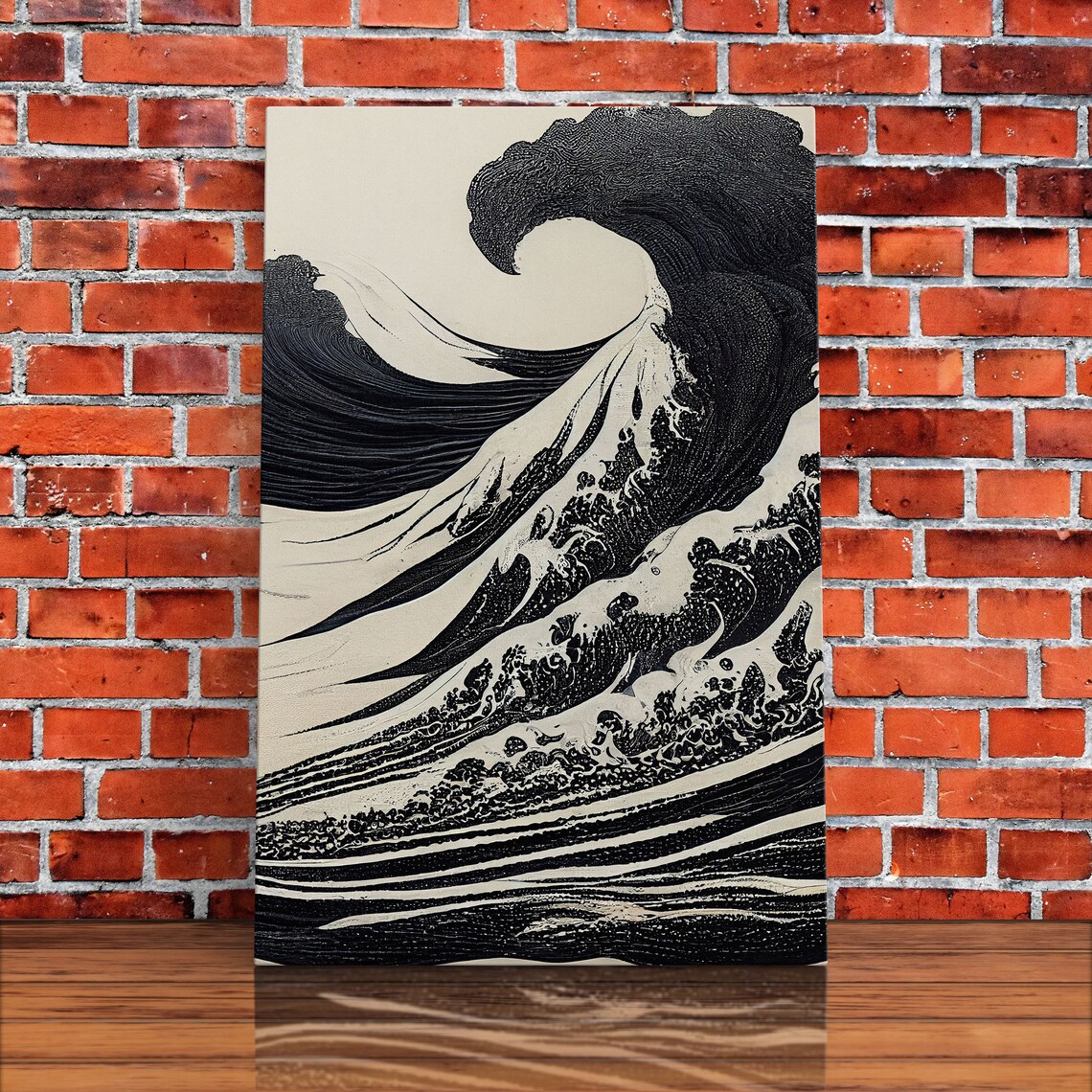 Japanese Tsunami Waves, Black And White Art Print - Image 5