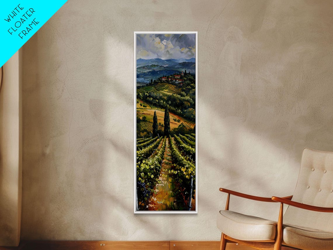 Tuscany Italy Vineyard Hills Cypress Trees Village Landscape Poster
