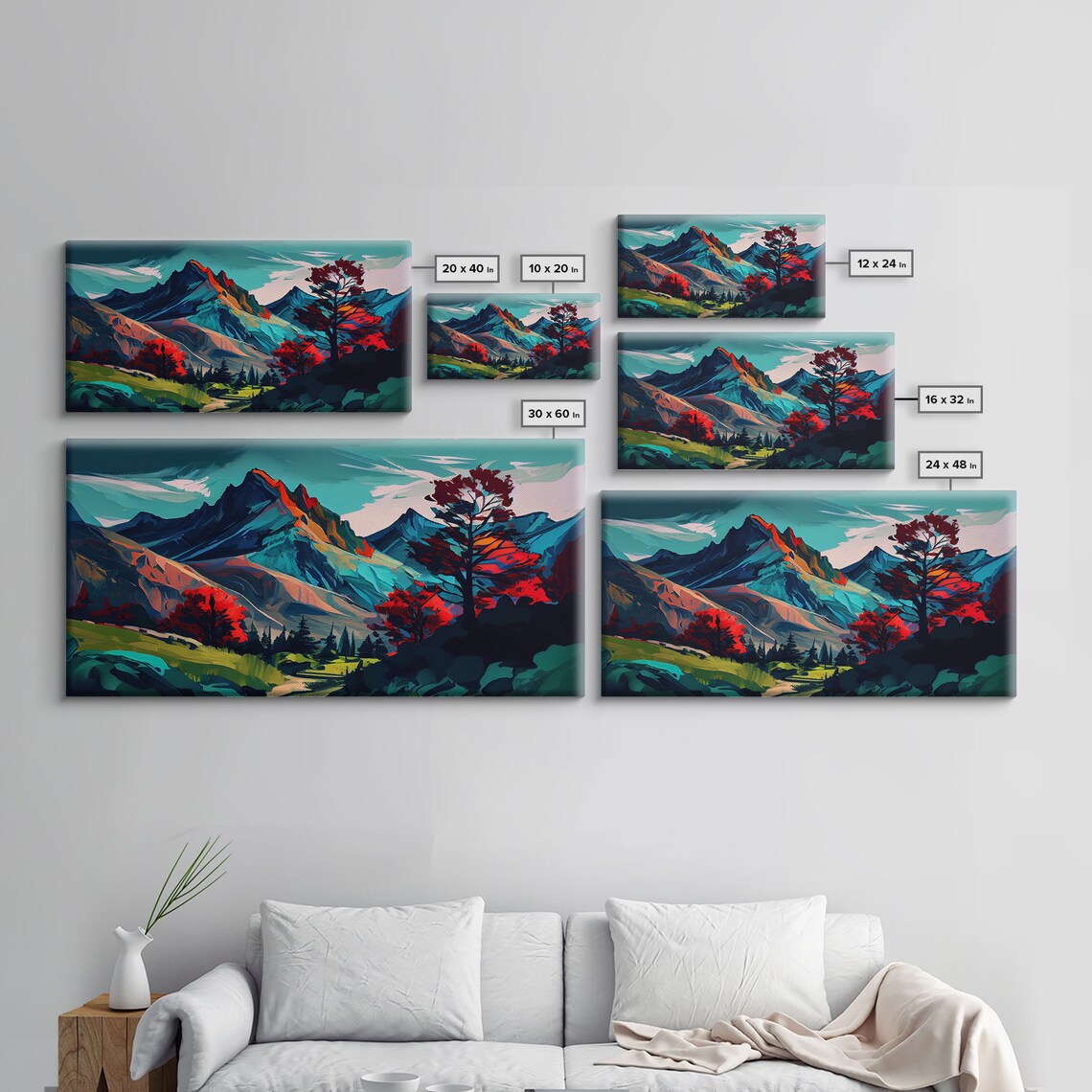 Watercolor Panoramic Landscape Art Print, Colorful Nature - Image 2