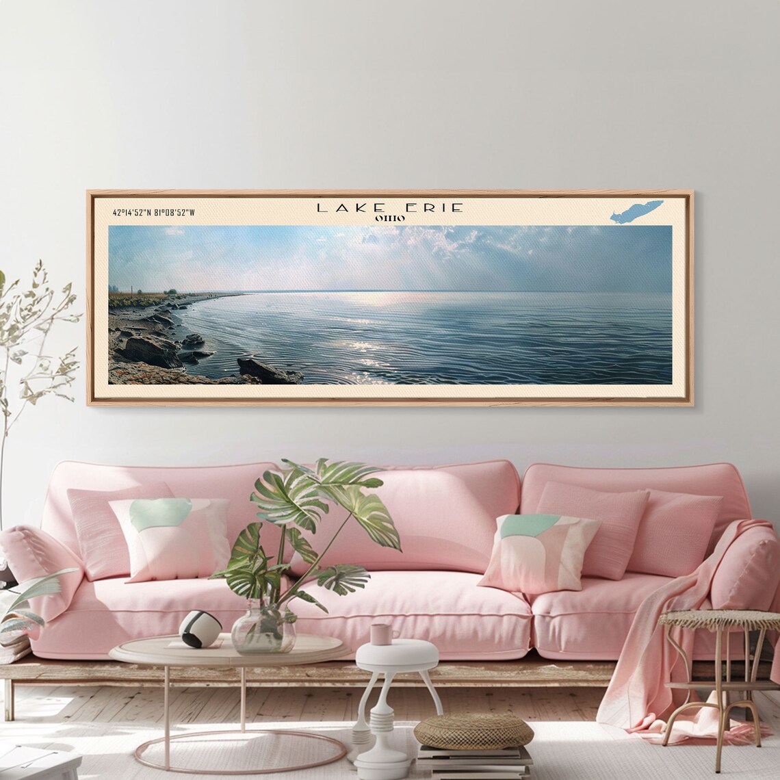 Lake Erie Travel Poster, Lake House Landscape Art - Image 3