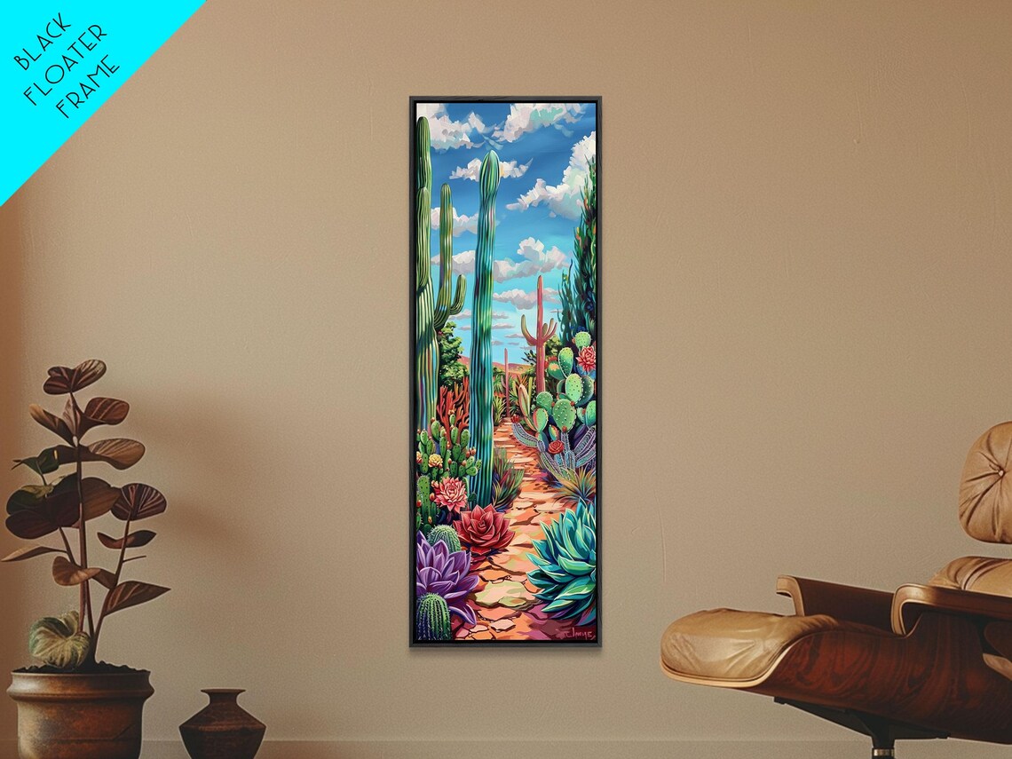 Desert Botanical Garden Saguaro Cactus Succulent Colorful Art Poster - Image 2
