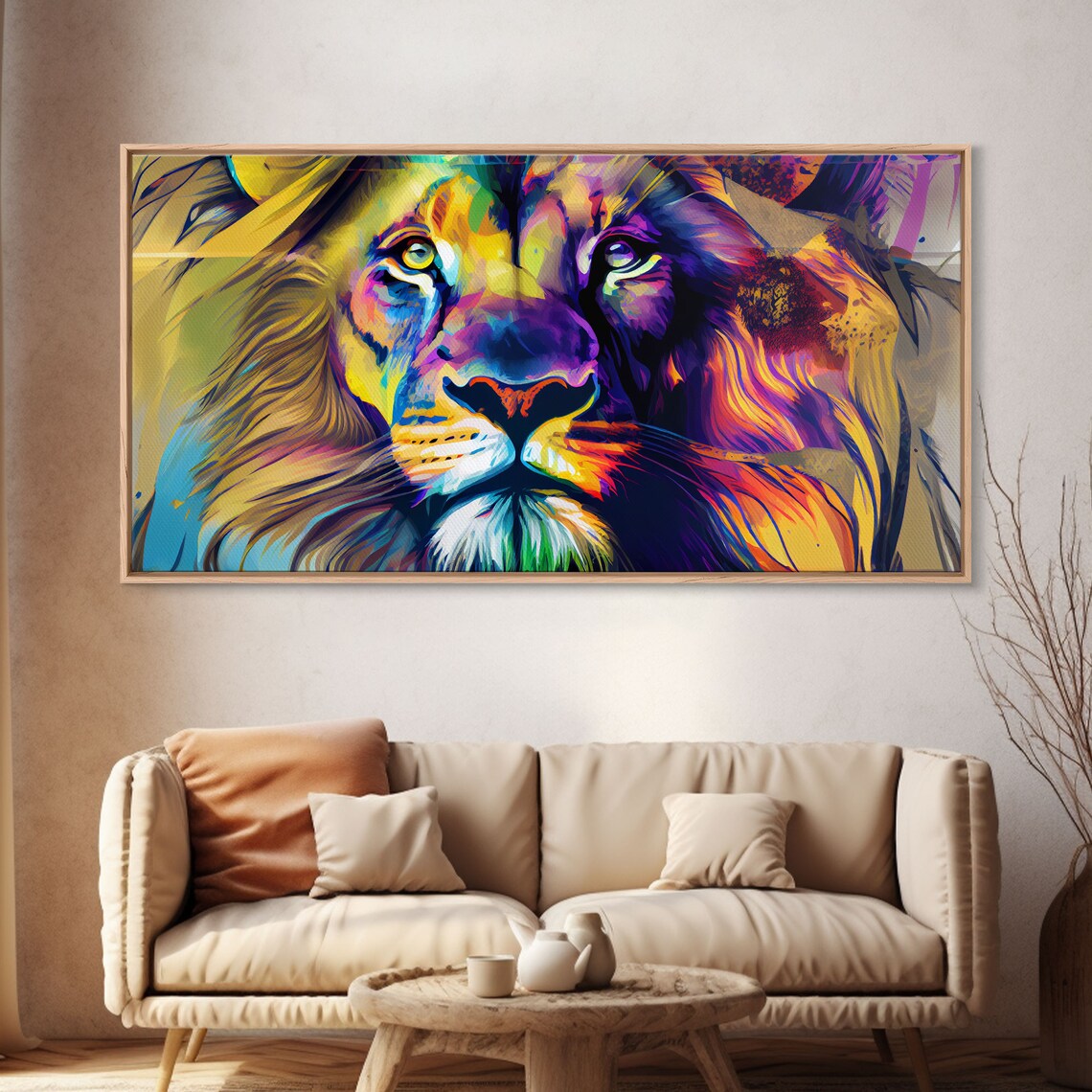 Colorful Pop Art Lion Face Vibrant Modern Wildlife Animal Portrait Poster - Image 4