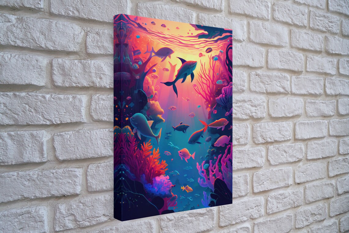 80s Vibe Under The Sea Coral Reef Art Framed Print Fish And Reef Art - Image 3