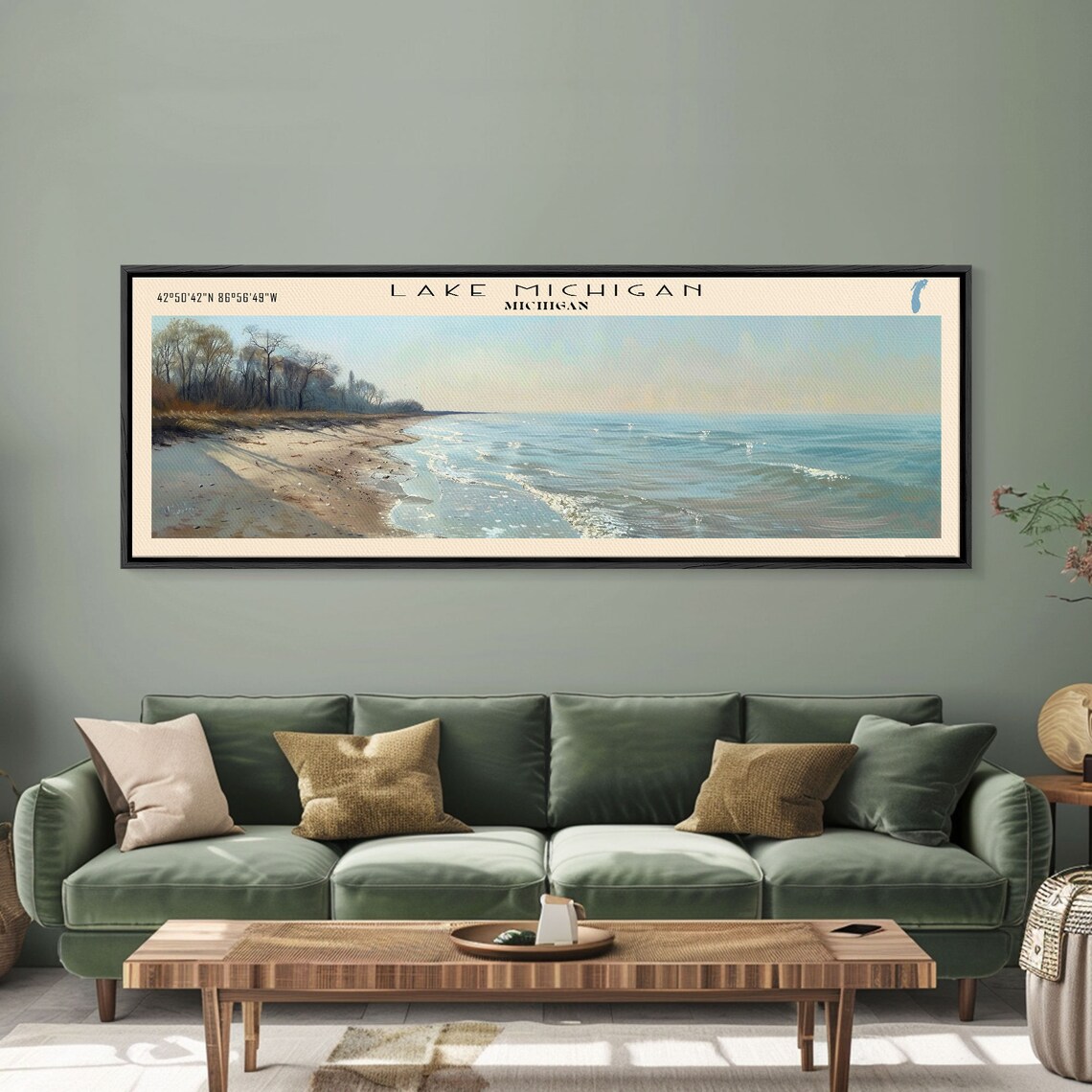 Lake Michigan Travel Poster, Lake House Decor
