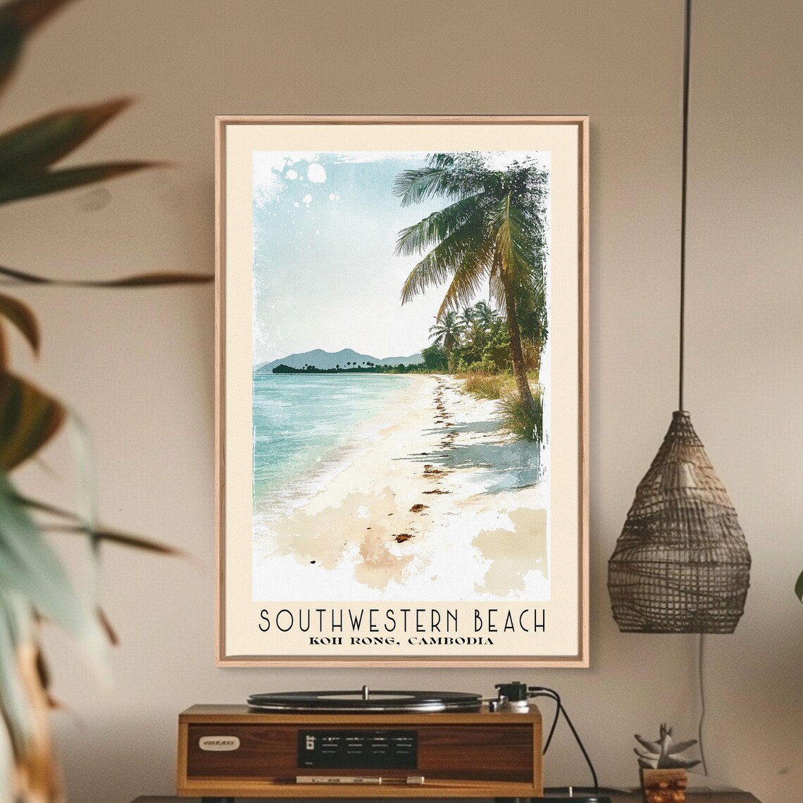 Southwestern Beach Koh Rong Cambodia Palm Fringed Shore Travel Poster - Image 3