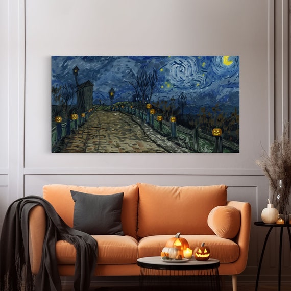 The Haunted Bridge Framed Print Spooky Home Decor Starry Night Inspired