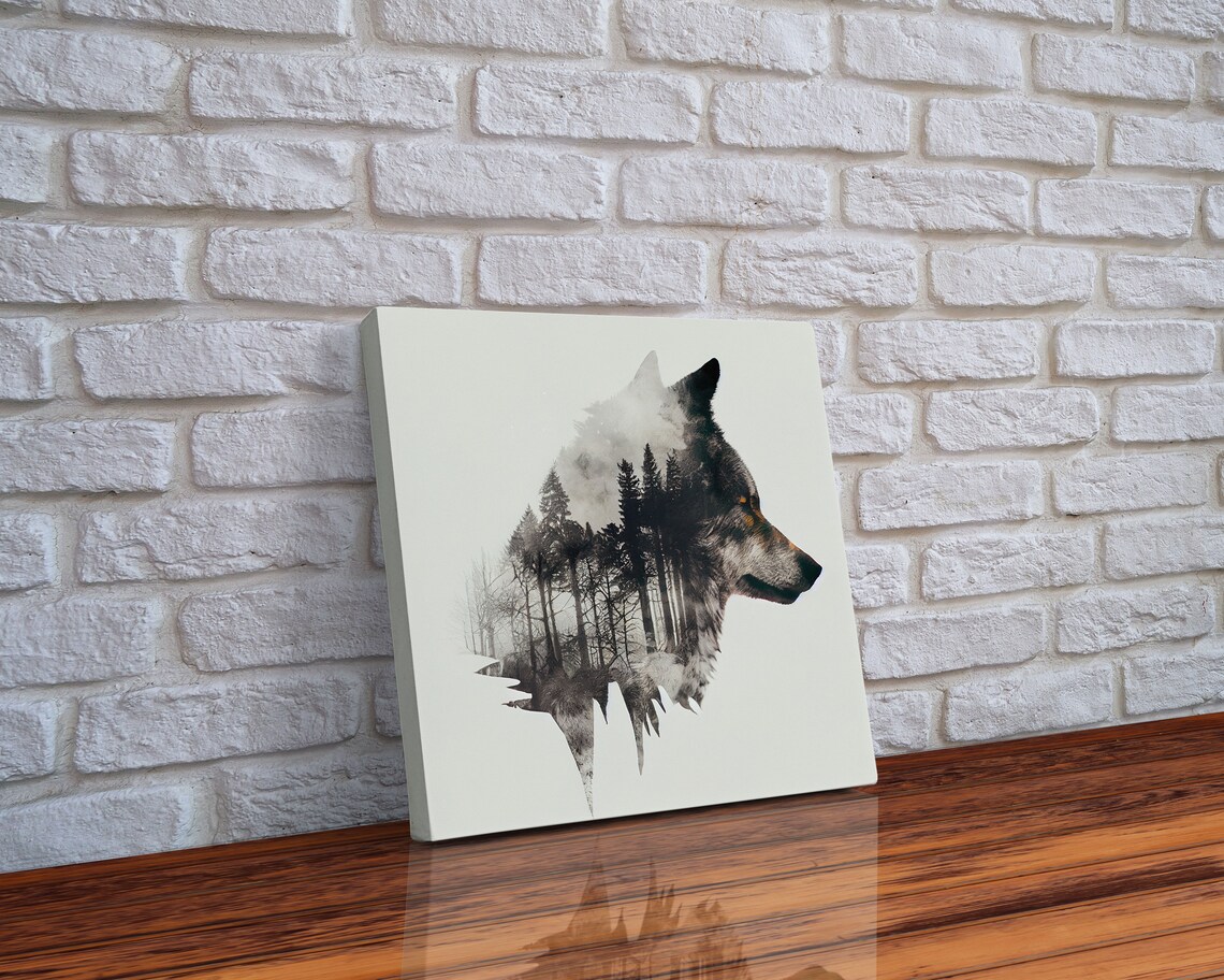 Timber Wolf And Forest Double Exposure Art Print - Image 5
