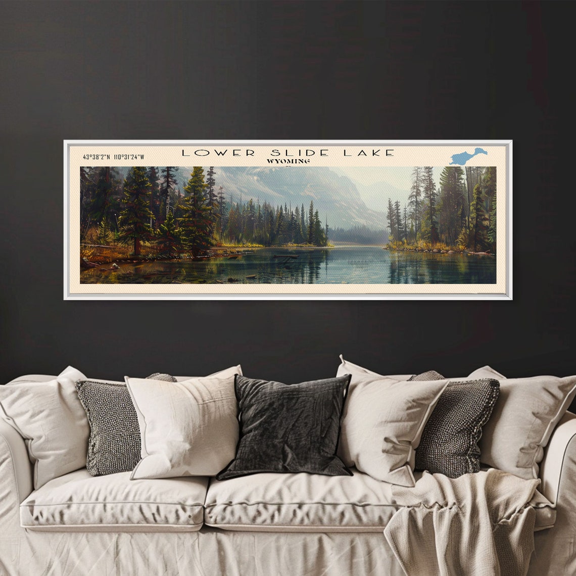 Lower Slide Lake Wyoming Towering Spruce Misty Mountain Mirror Poster - Image 2
