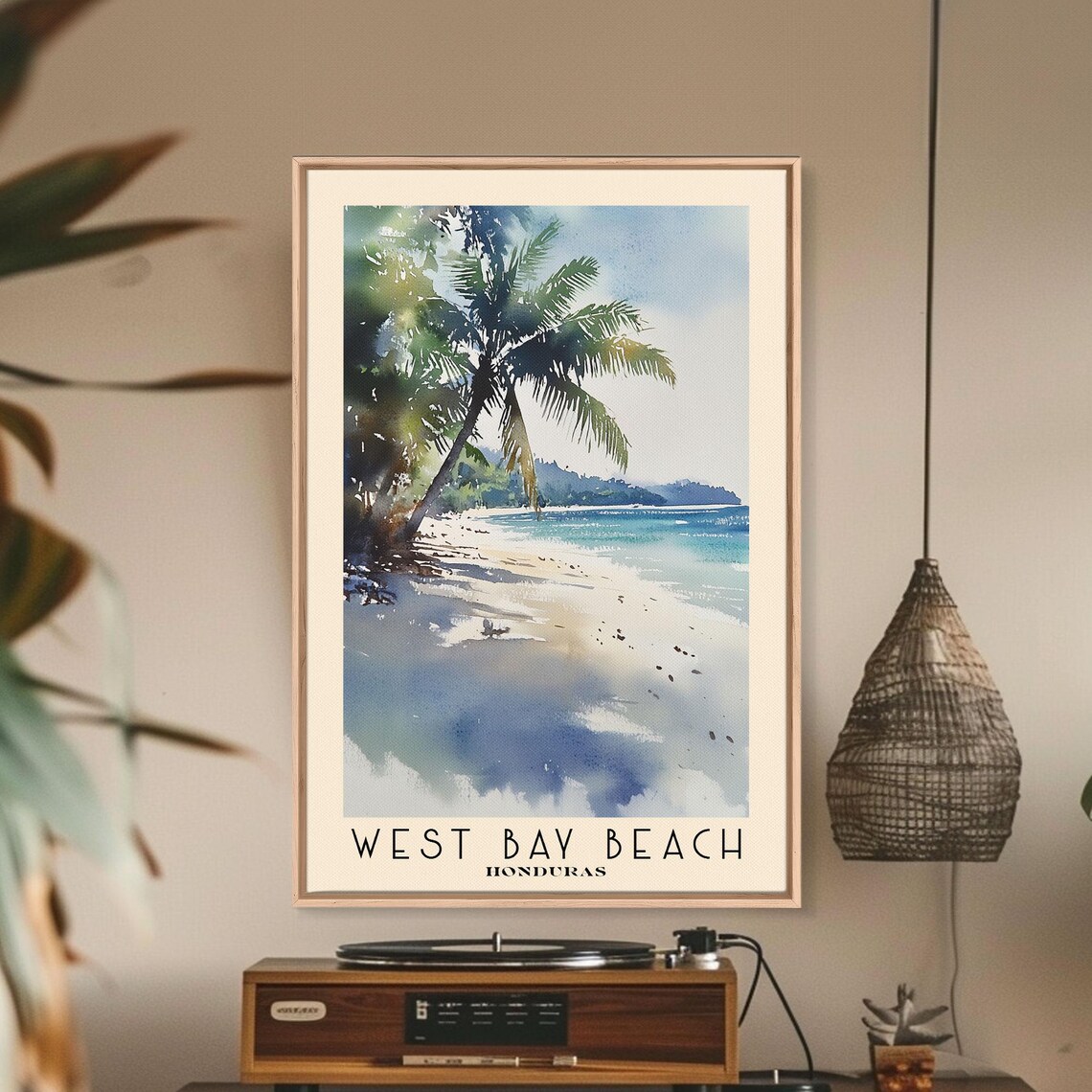 West Bay Beach Honduras Watercolor Vacation Art Print - Image 3