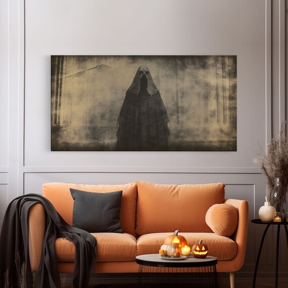 The Apparition Hooded Ghost Misty Vintage Creepy Spooky Halloween Art Poster