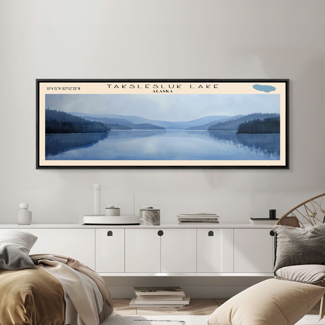 Takslesluk Lake Alaska Blue Misty Lake Forested Shores Travel Poster - Image 3