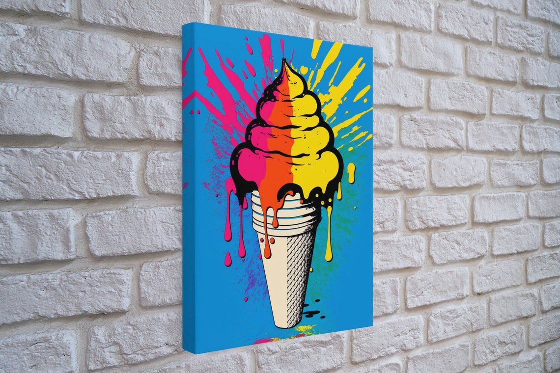 Melting Neon Ice Cream Soft Serve Dripping Graffiti Wall Art Poster - Image 4
