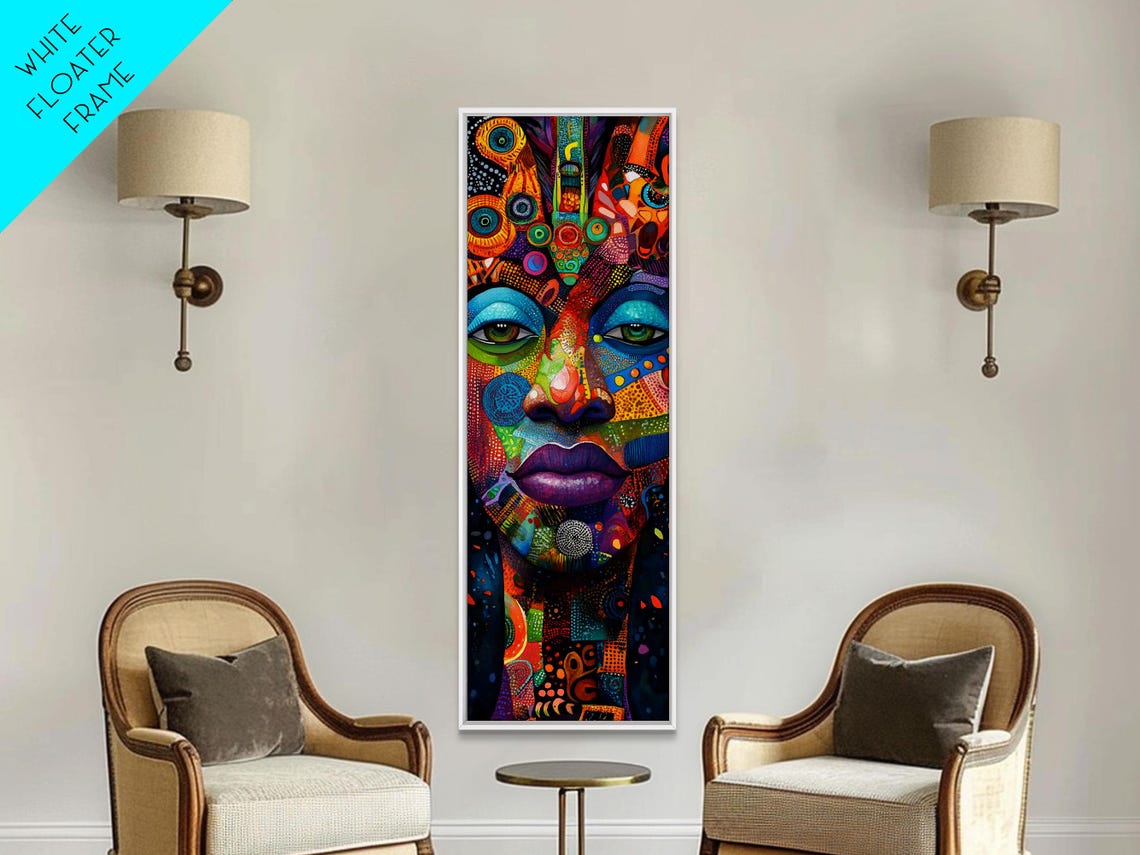Vibrant Mosaic Woman Face Colorful Abstract Portrait Boho Wall Poster - Image 3
