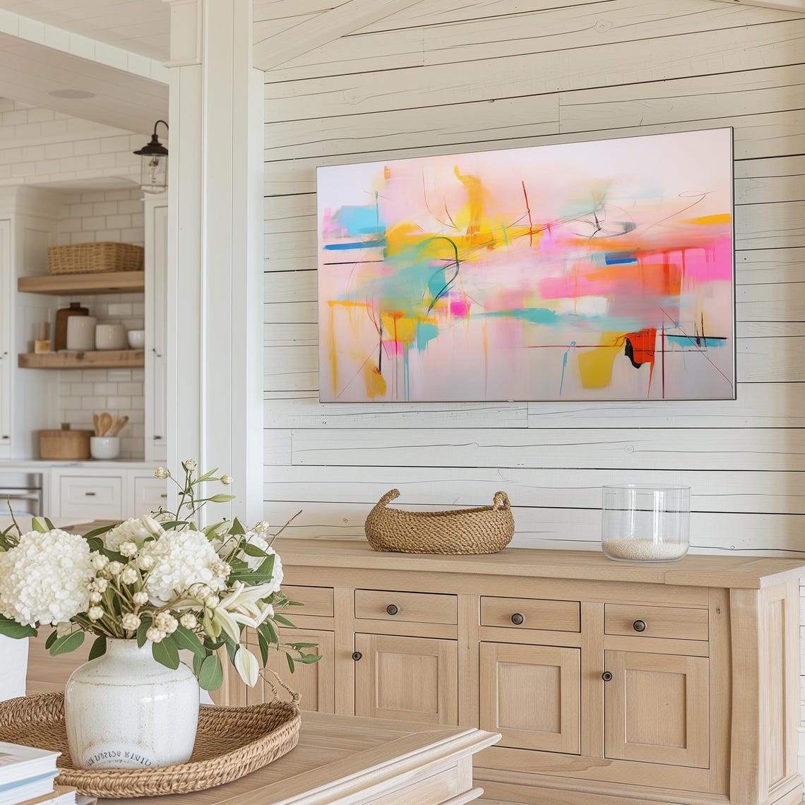 Pastel Abstract Painting Colorful Modern Living Room Wall Decor Poster - Image 4