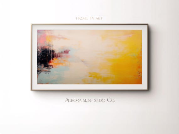 Abstract Frame Tv Art Art For Frame Tv Spring Abstract Oil Painting Yellow Beige Abstract Art 201