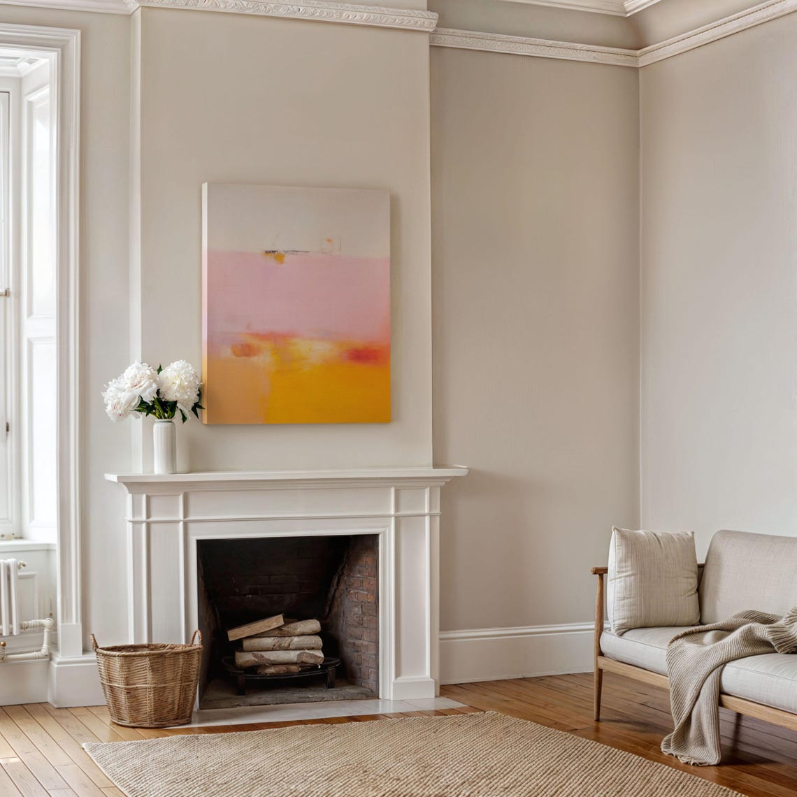 Cream Blush Pink Gold Minimalist Abstract Sunset Bands Wall Poster - Image 5