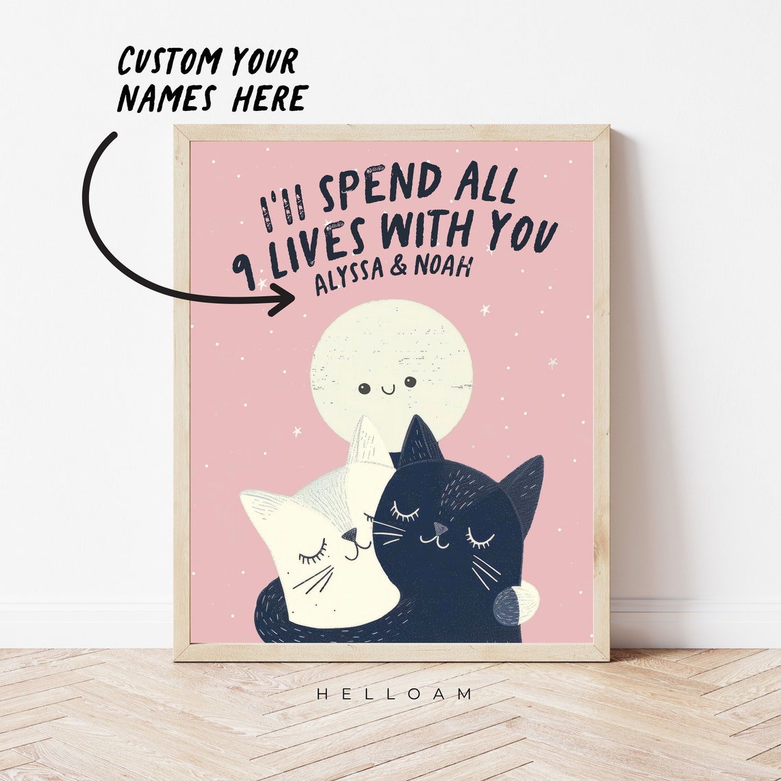 Best Therapist Cat Funny White Cat Held in Hands Navy Therapy Wall Art - Image 3