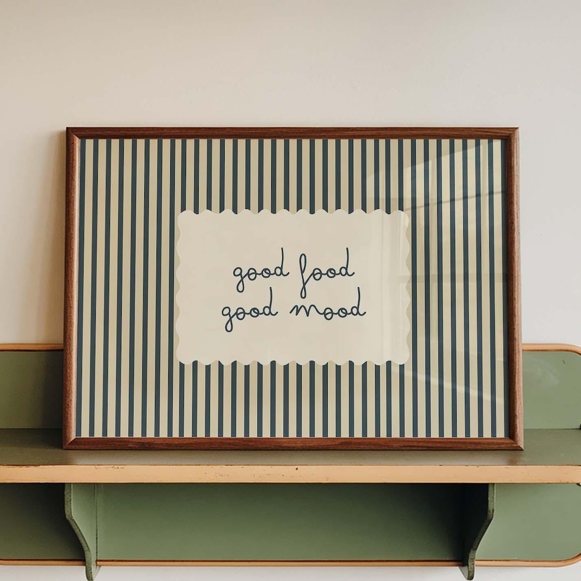Kitchen Good Food Mood Neutral Striped Poster