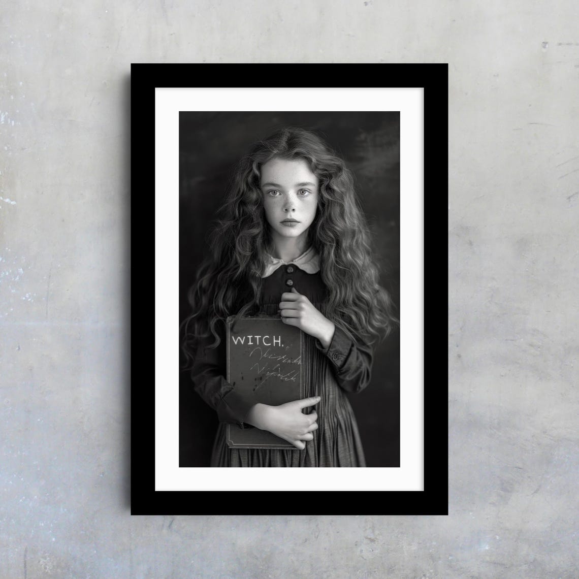 Gothic Witch Woman Photo Holding Book Dark Academia Art Poster - Image 4