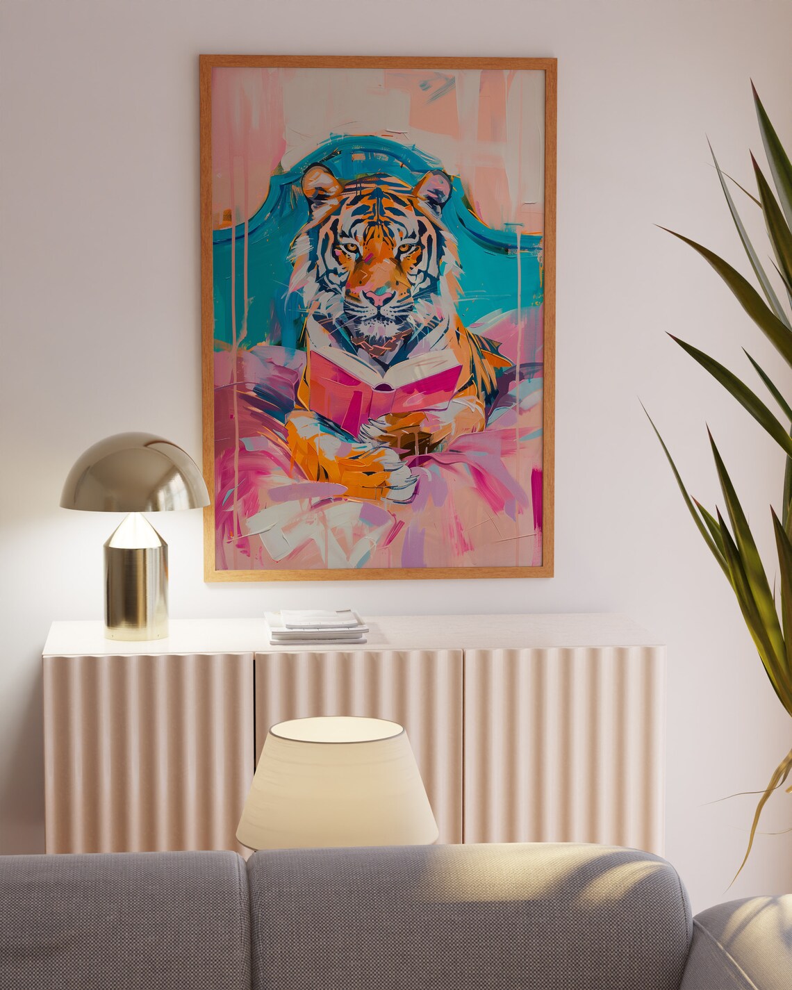 Tiger Eclectic Maximalist Bedroom Decor Art Print - Image 4