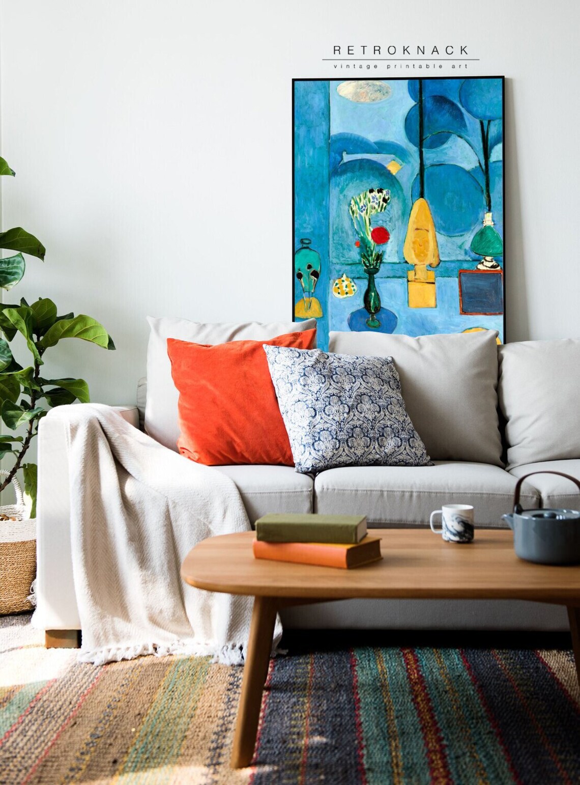 Matisse Print Wall Art Blue Window Painting Modern Art Living Room Decor Pt5 - Image 2