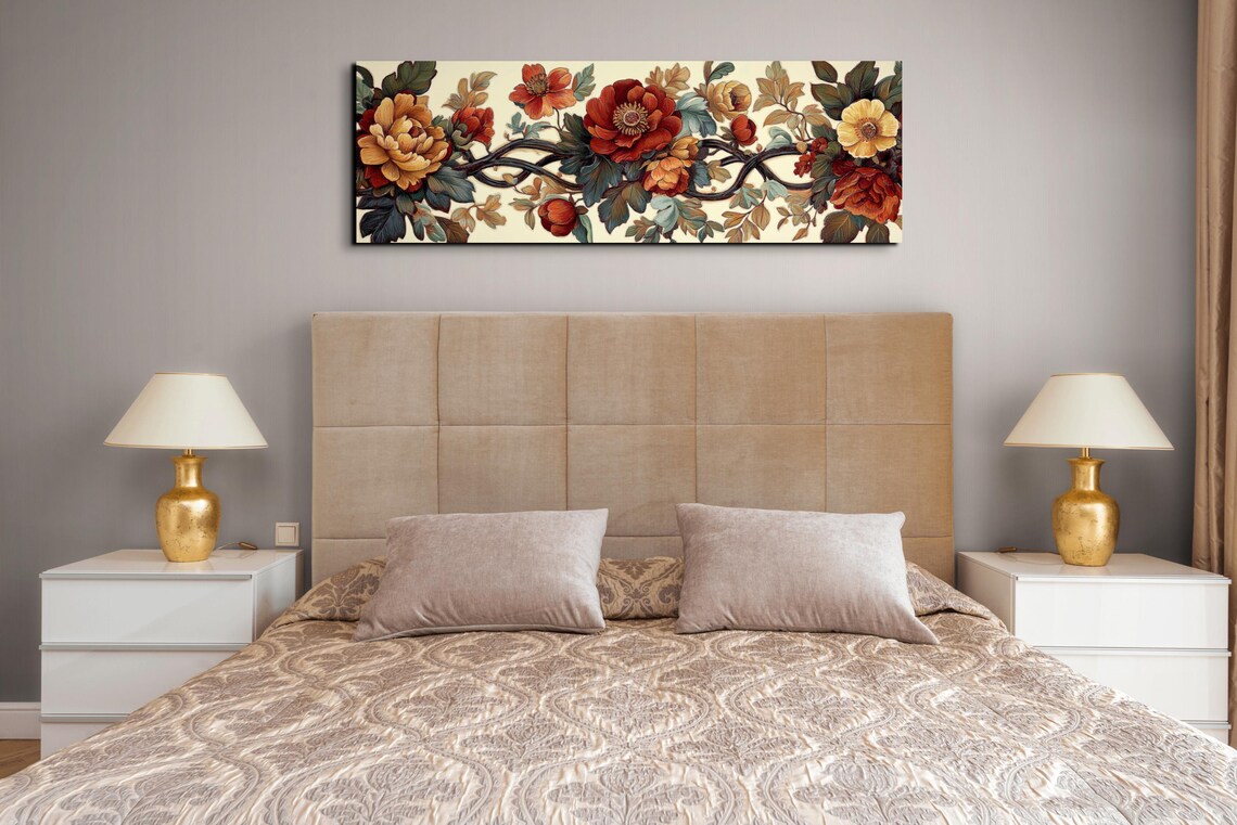 Beautiful Christmas Textile Pattern Flowers Landscape - Image 4