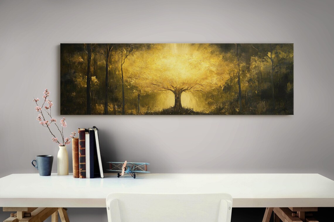 Golden Tree Of Light, Enchanted Forest Wall Art - Image 3