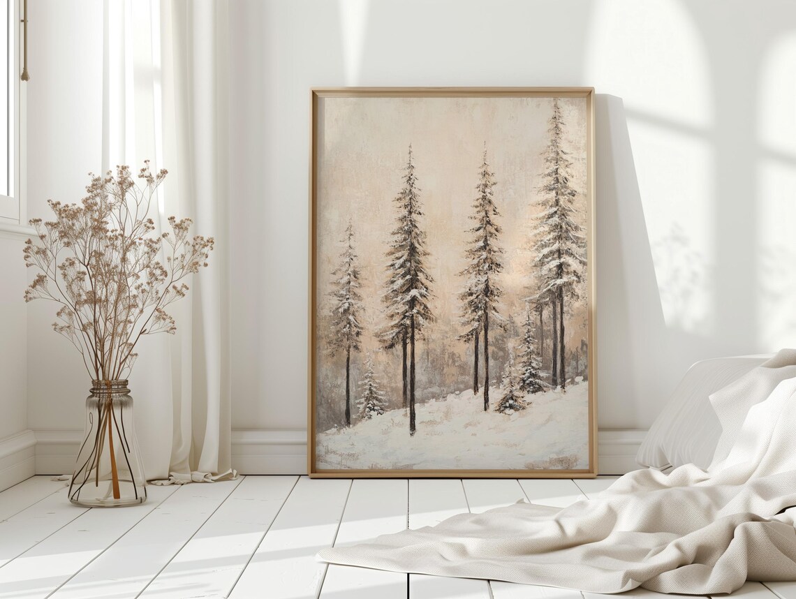 Winter Pine Forest Art Print, Rustic Lodge Decor - Image 3