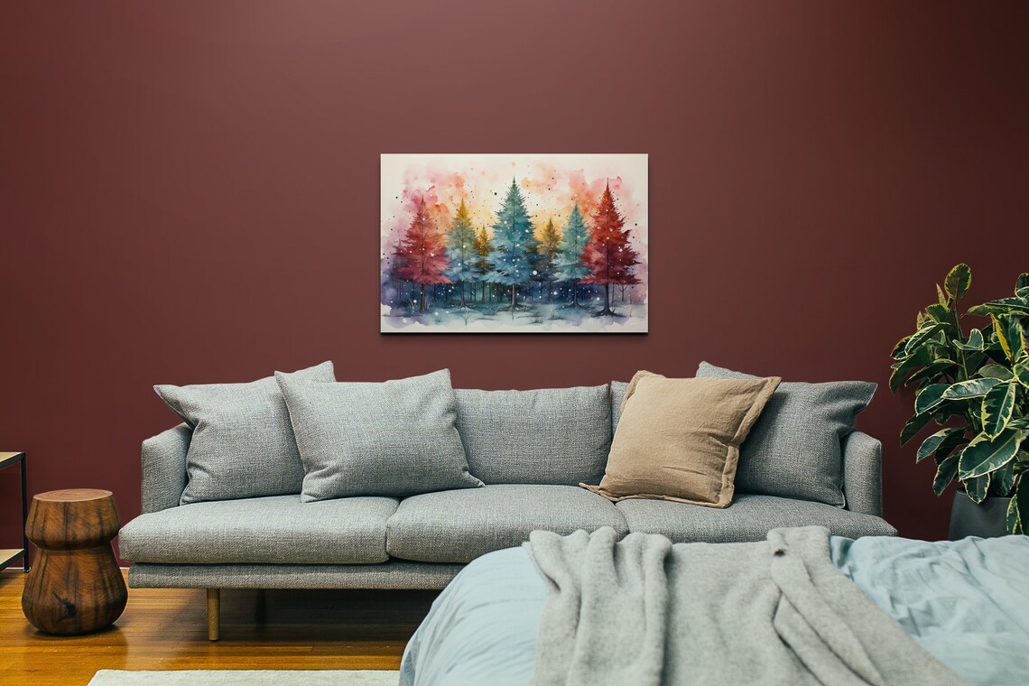 Christmas Tree Winter Landscape, Art Print - Image 6