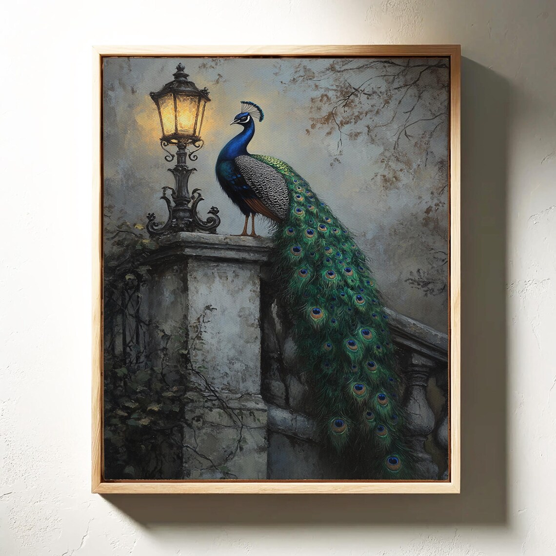Elegant Peacock With Lantern Vintage Art Print - Image 4