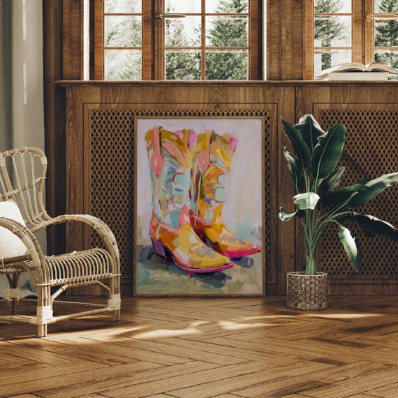 Colorful Cowboy Boots Abstract Western Painting