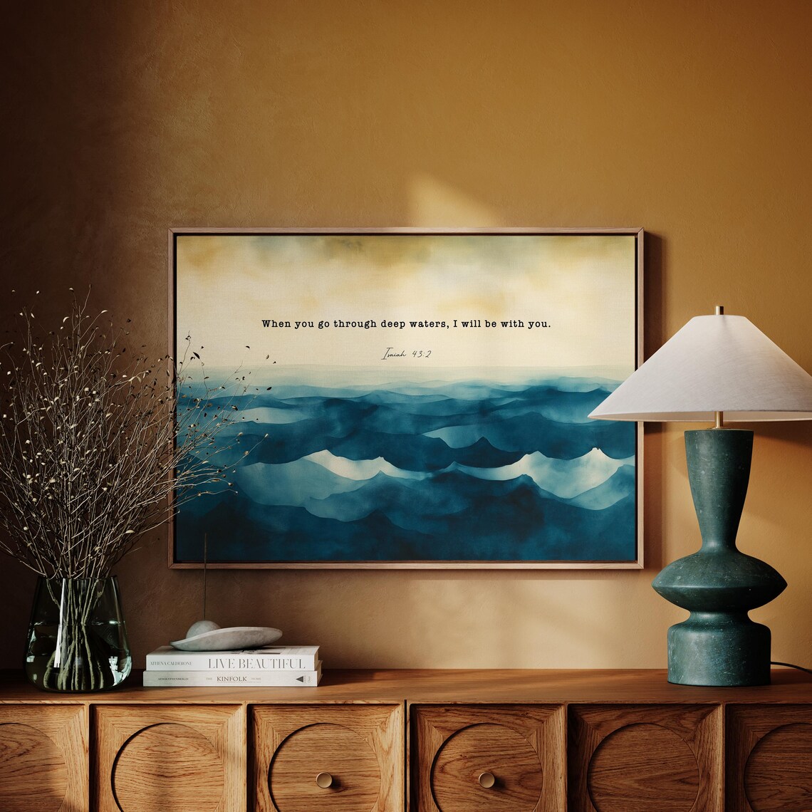 When You Go Through Deep Waters, Isaiah 43:2 Watercolor - Image 4