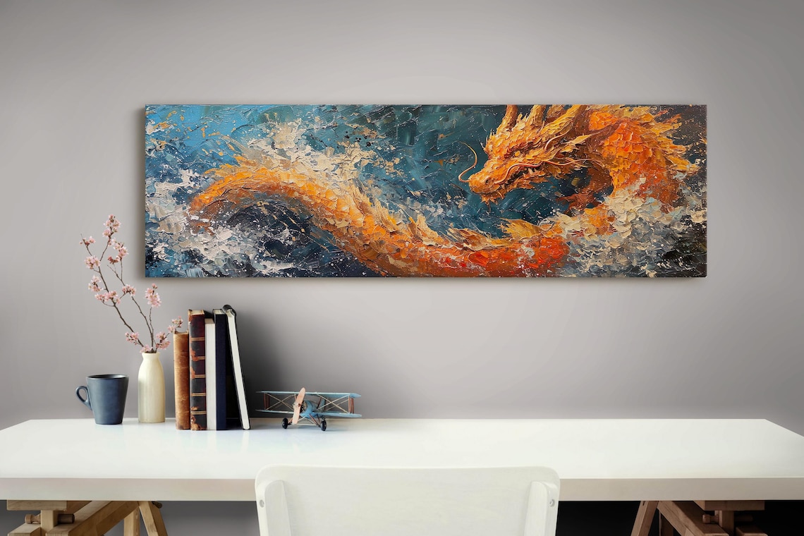 Panoramic Dragon Fantasy Wall Art, Office Poster - Image 3