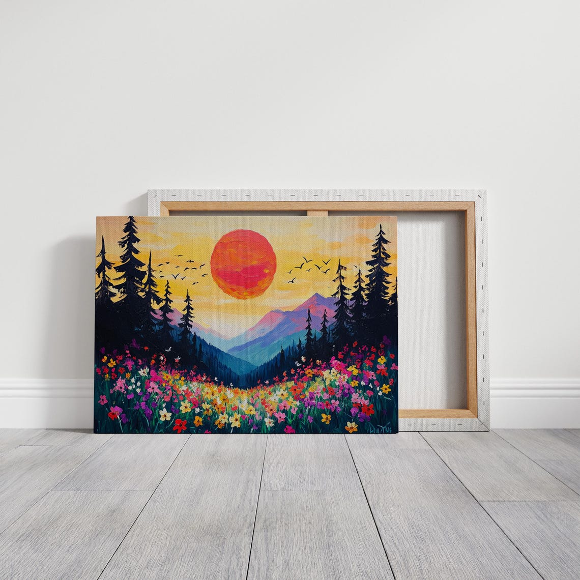 Vibrant Sunset Over Mountain Wildflower Meadow Pine Forest Poster - Image 5