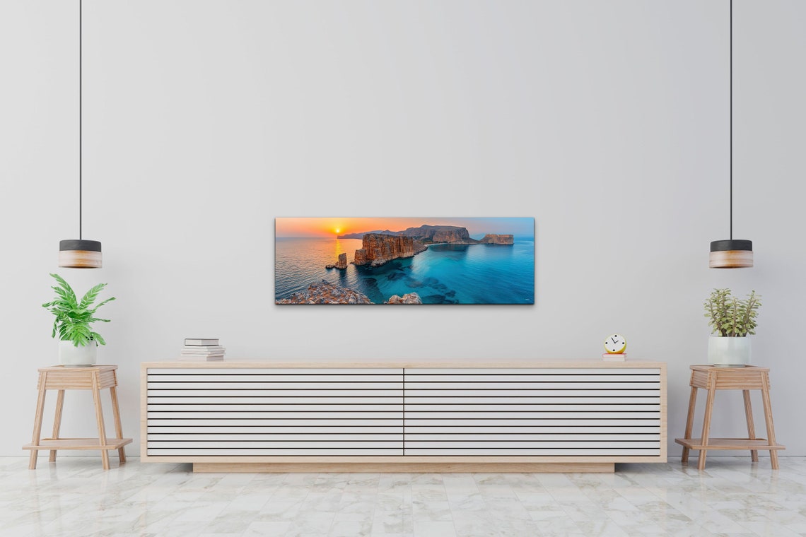 Dramatic Sea Cliffs Sunset Turquoise Water Coastal Panoramic Print - Image 4