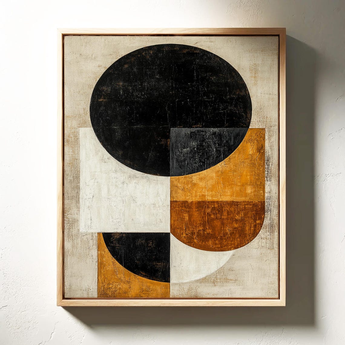 Modern Abstract Geometric Black Circle Ochre Minimalist Poster - Image 3